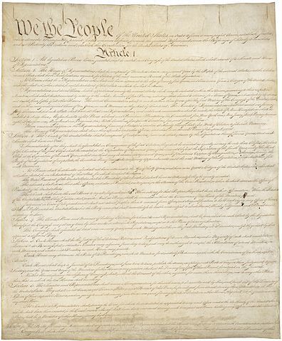 Constitution of the United States of America. Public Domain via Wikimedia Commons.