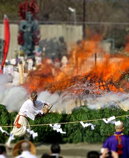 The burn is controlled by guys tossing countless buckets of water on the outer boughs.