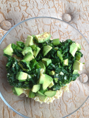 mustard greens and avocado