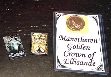 Book cover magnets and a Manetheren Golden Crown of Ellisande.
