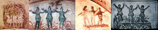Early catacombs images of three men in fiery furnace