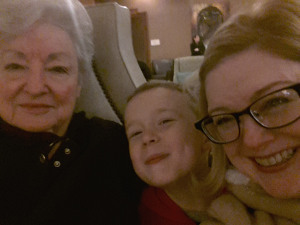 We took selfies in the hotel lobby.