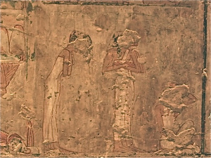Mourners using various gestures and dishevel their hair