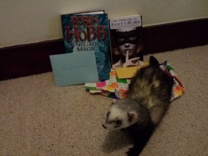 This in not Louise. I don't think. But he obviously believes that the prize hidden by Laura Lam in Aberdeen is rightfully his! Laura added a copy of Pantomime, her wonderful book to the prize package.