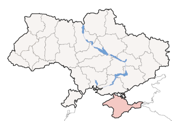 Political map of Ukraine, highlighting Crimean...