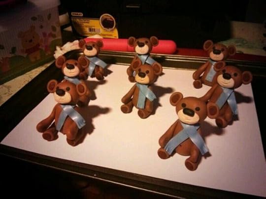 Tristan the Teddy Bear hand sculpted statuattes before going into the oven