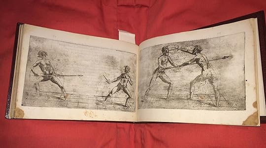 The precious sole copy of Giganti’s second book – this “dagger vs spear” illustration is one of the more advanced techniques covered