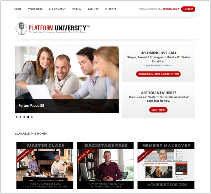 Platform University Members Home Page