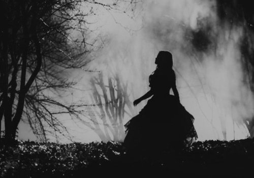 avril-lavigne-black-and-white-dress-forest-girl