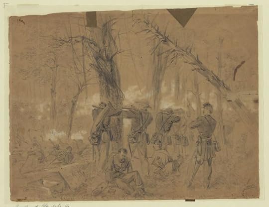 This sketch by Alfred Waud shows men of Kearney's division in action during the Battle of Glendale, June 30th, 1862 (Library of Congress)