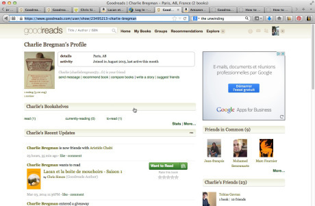 Profil lecteurde l'indé Charlie Bregman sur Goodreads
