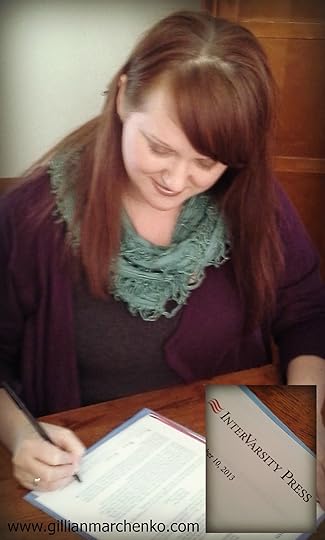 Signing my contract with InterVarsity Press