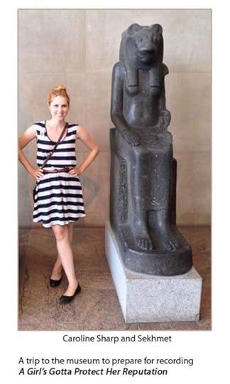 Caroline Sharp and Sekhmet - A trip to the museum to prepare for recording Cat-Tales Audio Books. Sekhmet Approves