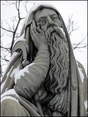 Suburban druid in the snow by Ann Fisher