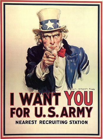 adrenaline high:English: Uncle Sam recruiting poster.