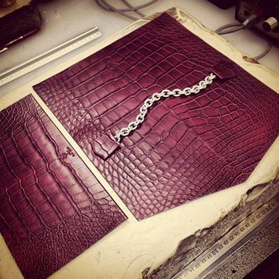 Photo: Icon bag in progress. this time not in metallic :-) #alligator #handbag #leather #saddlestitch #customorder