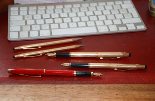My Cross pens - even a biro (never used) and pencil (rarely). I'm more likely to grab a Tombow pencil now, fitted into my Graf von Faber Castell Perfect Pencil.