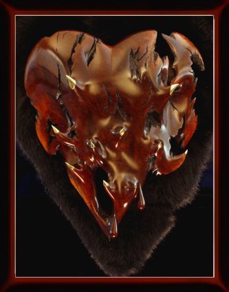 Wooden heart, carved sculpture, wood and brass - Dissolution Cordazon Espinado by lieinbelieve via Deviant Art