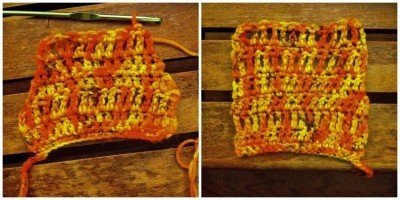 My first bits of crochet. Edges are hard.