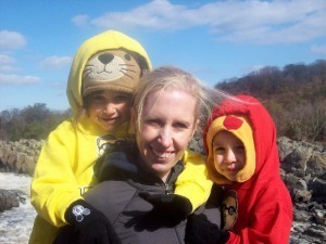 Jenny with Sophia and Orion at Great Falls National Park