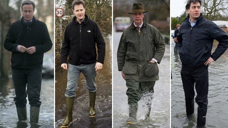 floods, pols, wellies