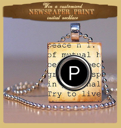 Enter to Win a Newspaper Print Initial Necklace!