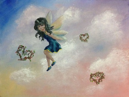 Cloudwalking Fairy (WIP) 10″x8″ acrylic on canvas Dawn Blair ©2014