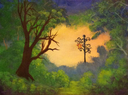 Lantern Clearing (WIP) 10″x8″ acrylic on canvas Dawn Blair ©2014