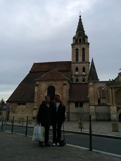 With my friend Joelle in front of the church in Cergy village.