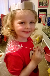 Joe in his home-made Queen Elsa outfit. 