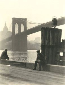 The piers under the Brooklyn Bridge.