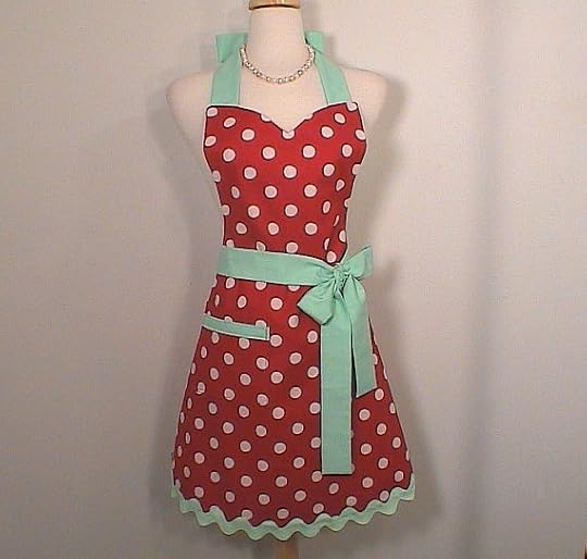 mint-red apron