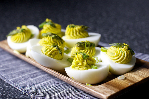 asparagus-stuffed eggs
