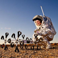 Hungarian Google Lunar X-Prize Rover<br />Puli together with Aouda.X Mars spacesuit. (c) OeWF (Katja Zanella-Kux)