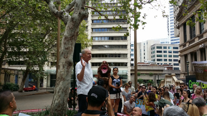 Ace speaking at the March in Sydney