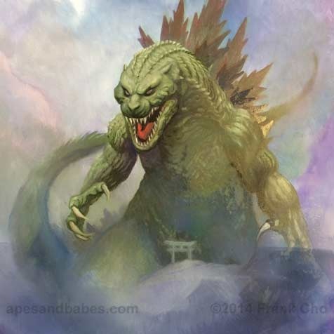Frank Cho, Godzilla oil painting for 2014 San Jose Big WOW Comic Fest