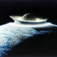Artist concept of asteroid impacting earth. Image credit: Don Davis/NASA