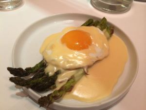 Asparagus with hollandaise. Oh, and an egg!