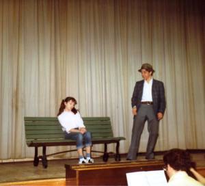 Stasia onstage in high school.