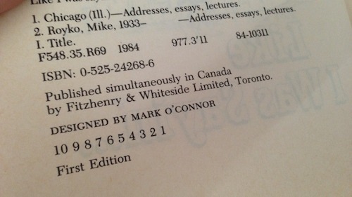 Like I Was Sayin'..., by Mike Royko, First Edition First Printing