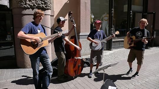 Finnish bluegrass buskers in Helsinki, Finland. June 2006. Photo by Cory Doctorow from London, UK. Creative Commons License via Wikimedia Commons.