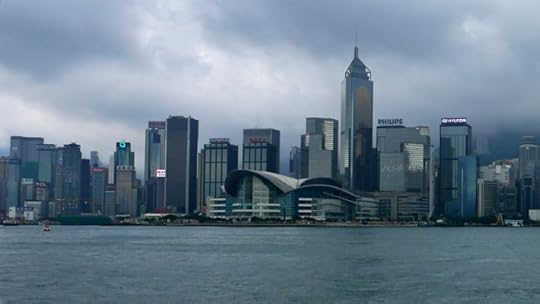 Hong Kong skyline at dusk.