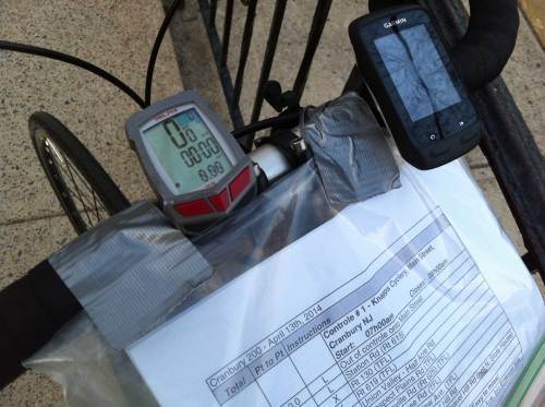 Ziploc bag duct-taped to handlebars