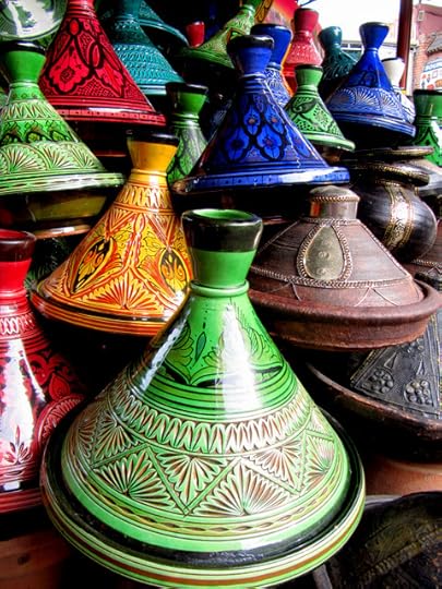 Tajine clay pots, Marrakesh souq, Morocco, Africa