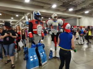 Autobots. No Decepticons allowed. The booth next to ours had Transformer faces screenprinted onto t-shirts -- with mustaches on, or glasses. Points if you can say why that's funny.