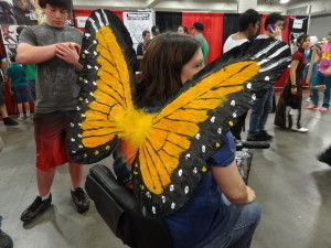 Her butterfly wings were made of feathers.