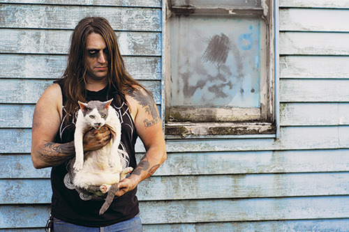 Brooks Blackheart and Fred, Atriarch, DJ Blackheart, from Metal Cats by Alexandra Crockett, published by powerHouse Books.