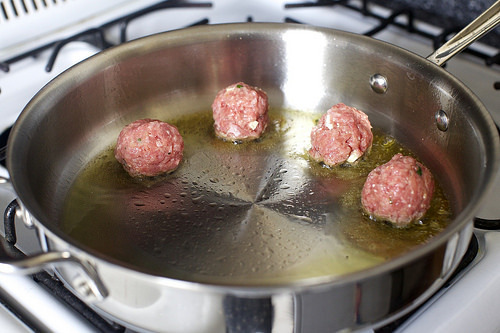 brown the small meatballs