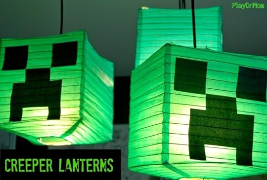 Minecraft Creeper Lanterns for a birthday party.