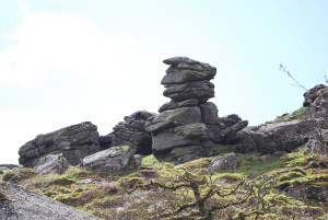 The stone outcrop at Hound Tor. The village was deserted because of the famine